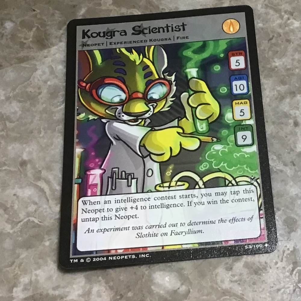 UNCOMMON 2004 Neopet card Kougra Scientist